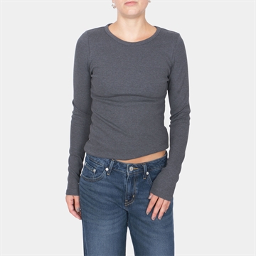 JJXX Girl Freya LS Rib Tee Dark Grey Melange